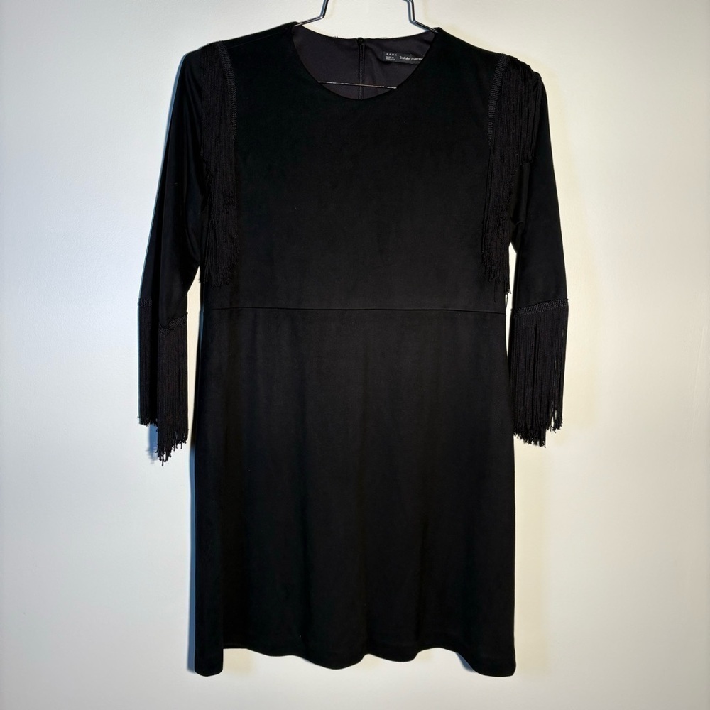 Zara Trafaluc Black Fringe Midi Dress